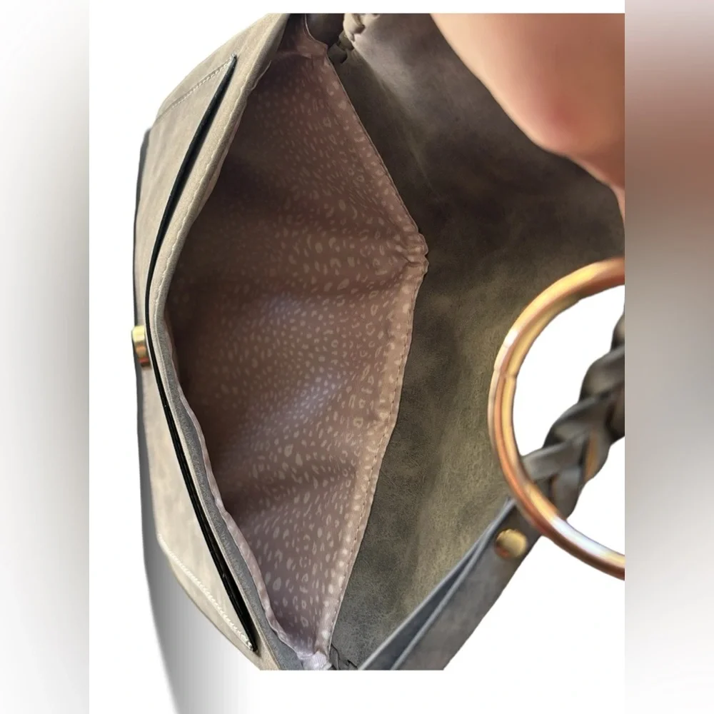 SOLD- VR NYC Braided O-Ring Messenger Crossbody Bag - Light Gray - Picture 11 of 16